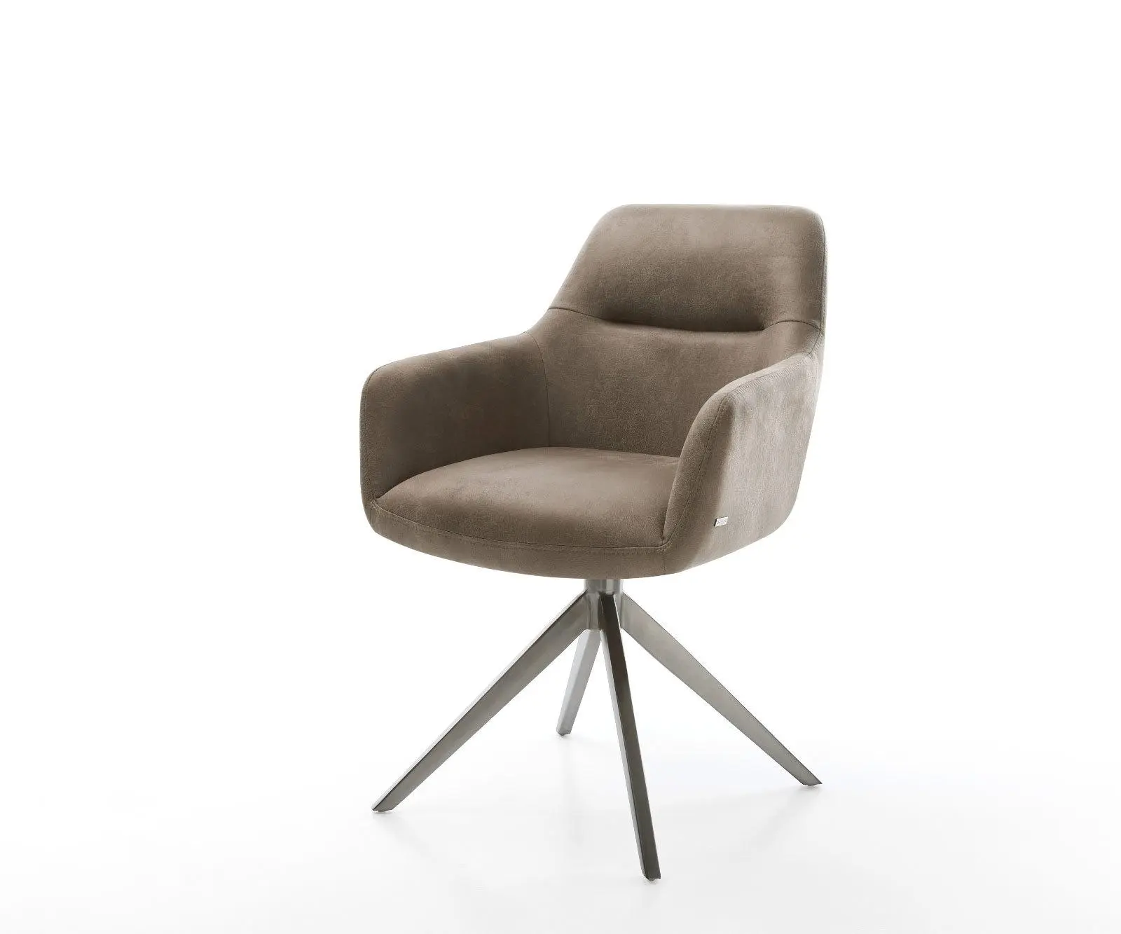 DELIFE Jídelní židle Pejo-Flex mikrovlákno taupe vintage křížová podnož široká grafitová 360° otočná houpací funkce taštičkové pružiny