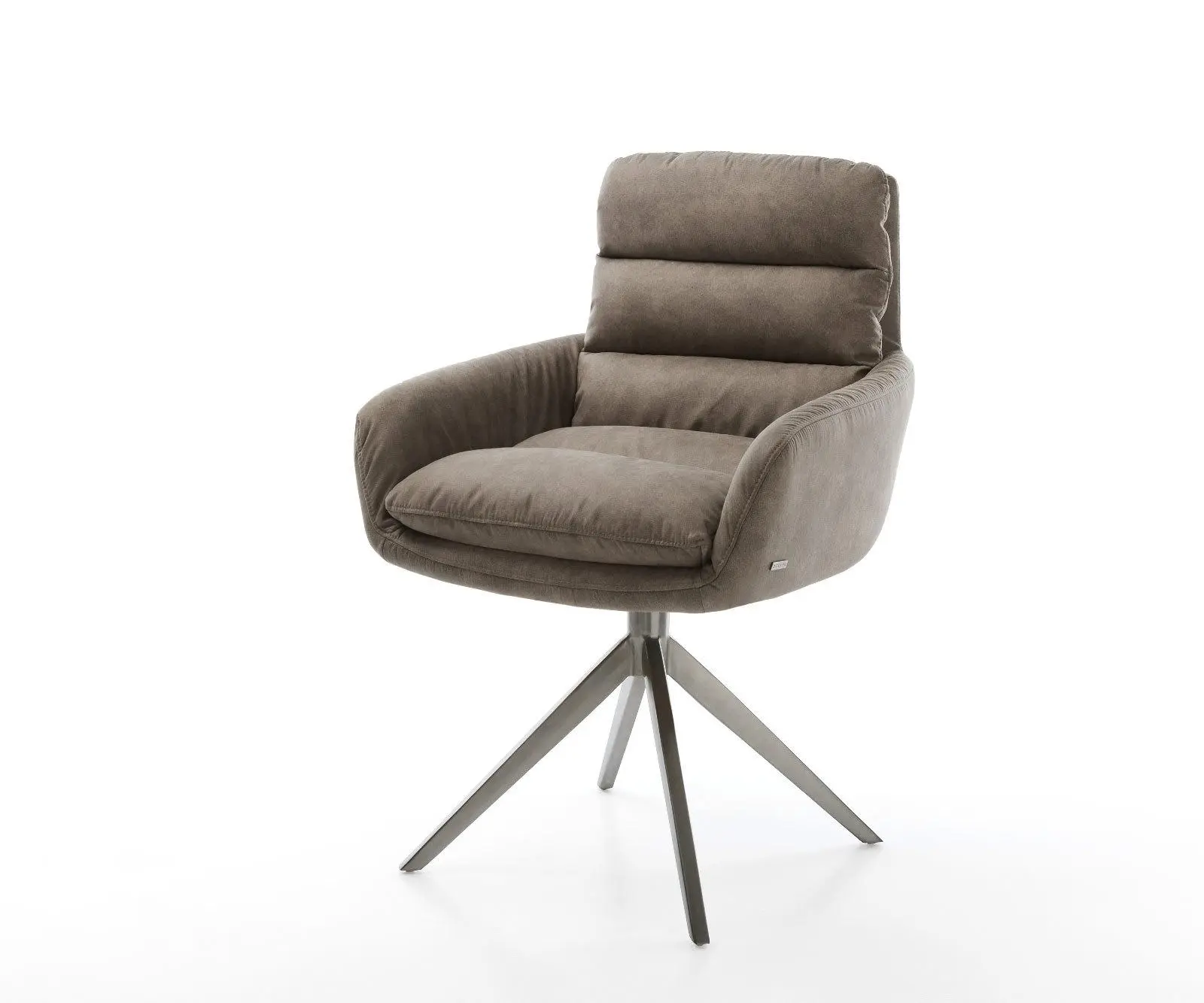 DELIFE Jídelní židle Abelia-Flex s područkami mikrovlákno taupe vintage křížová podnož široká grafit 360° otočná houpací funkce