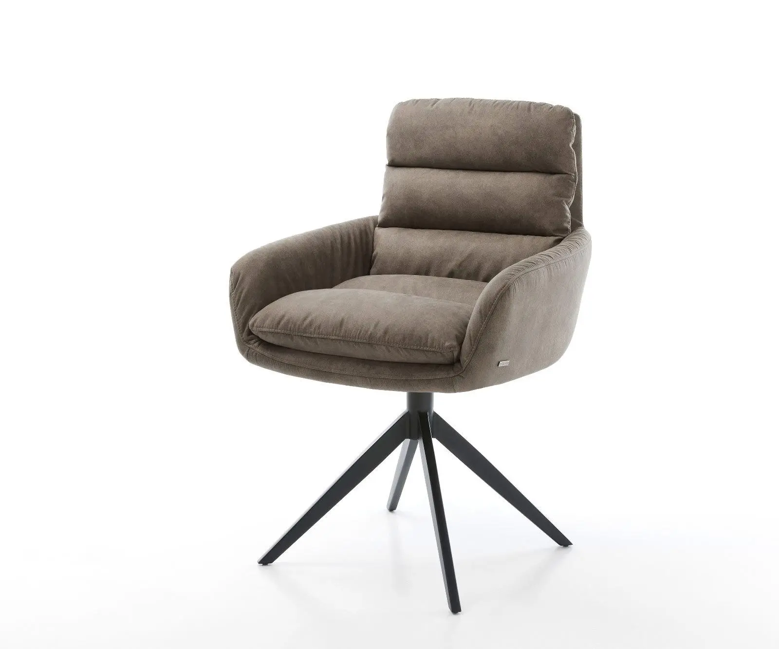 DELIFE Jídelní židle Abelia-Flex s područkami mikrovlákno taupe vintage křížová podnož široká černá otočná 360° houpací funkce