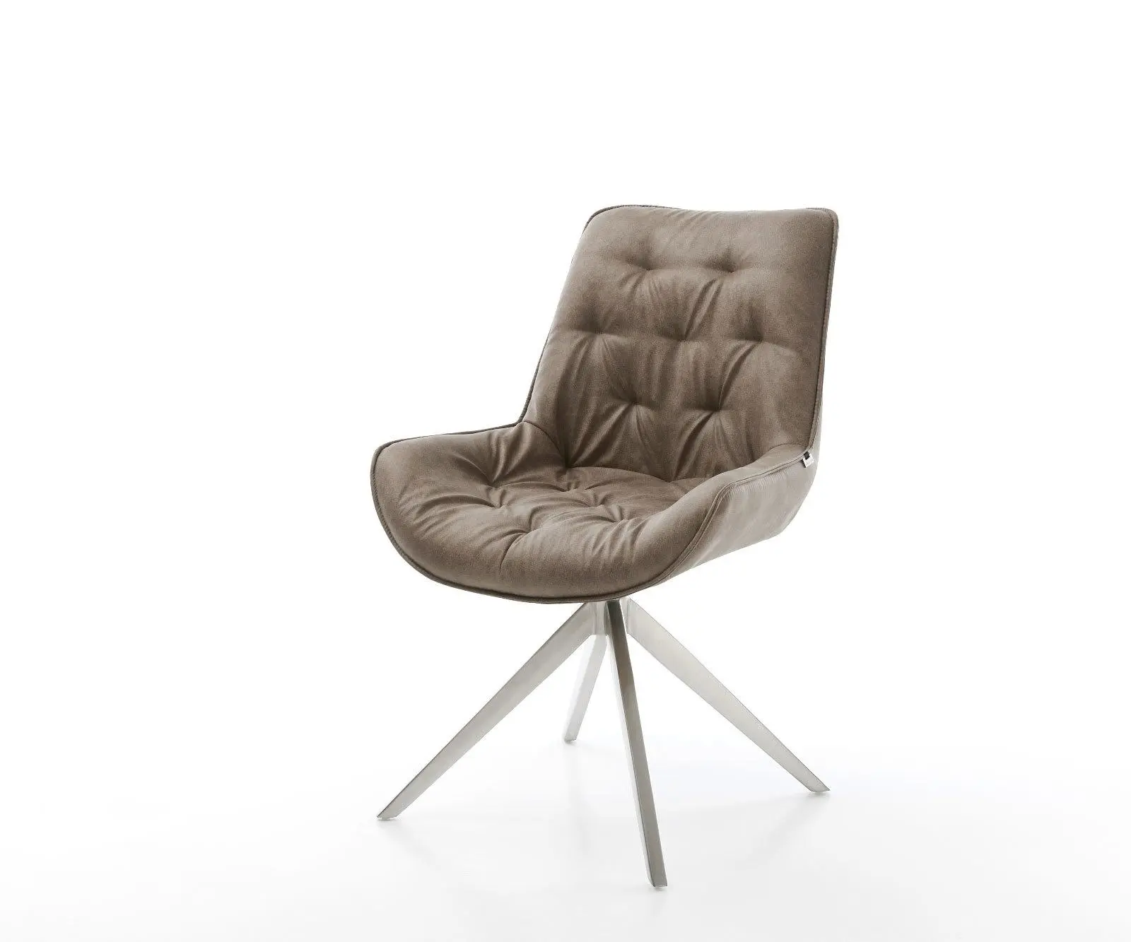 DELIFE Jídelní židle Taimi-Flex mikrovlákno taupe vintage křížová podnož široká nerezová ocel 360° otočný houpací funkce