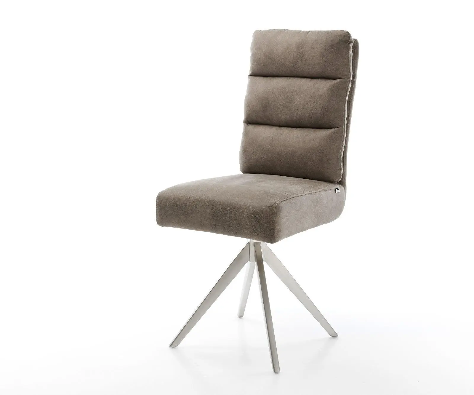 DELIFE Jídelní židle Pela-Flex mikrovlákno taupe vintage křížová podnož hranatá nerezová ocel taštičkové pružiny