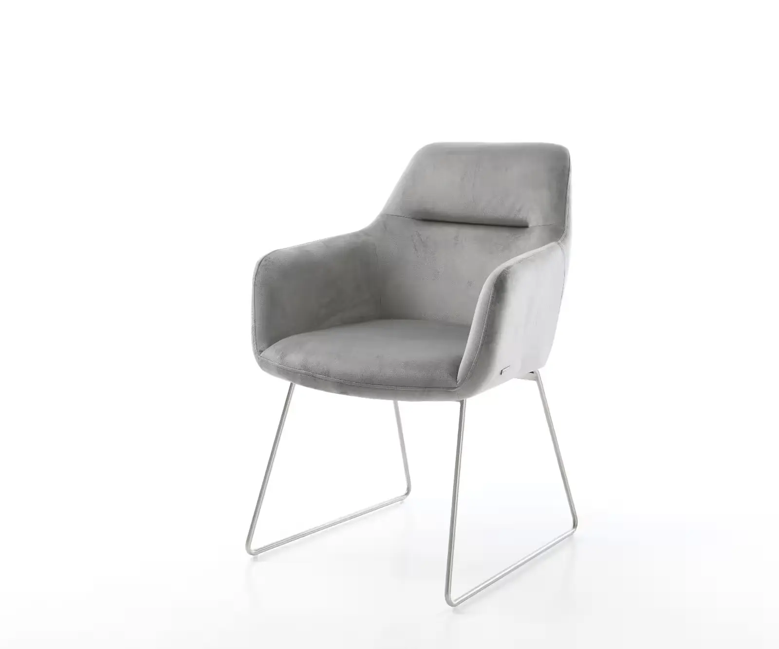 DELIFE Jídelní židle Pejo-Flex samet šedá tenká podnož nerezová ocel taštičkové pružiny