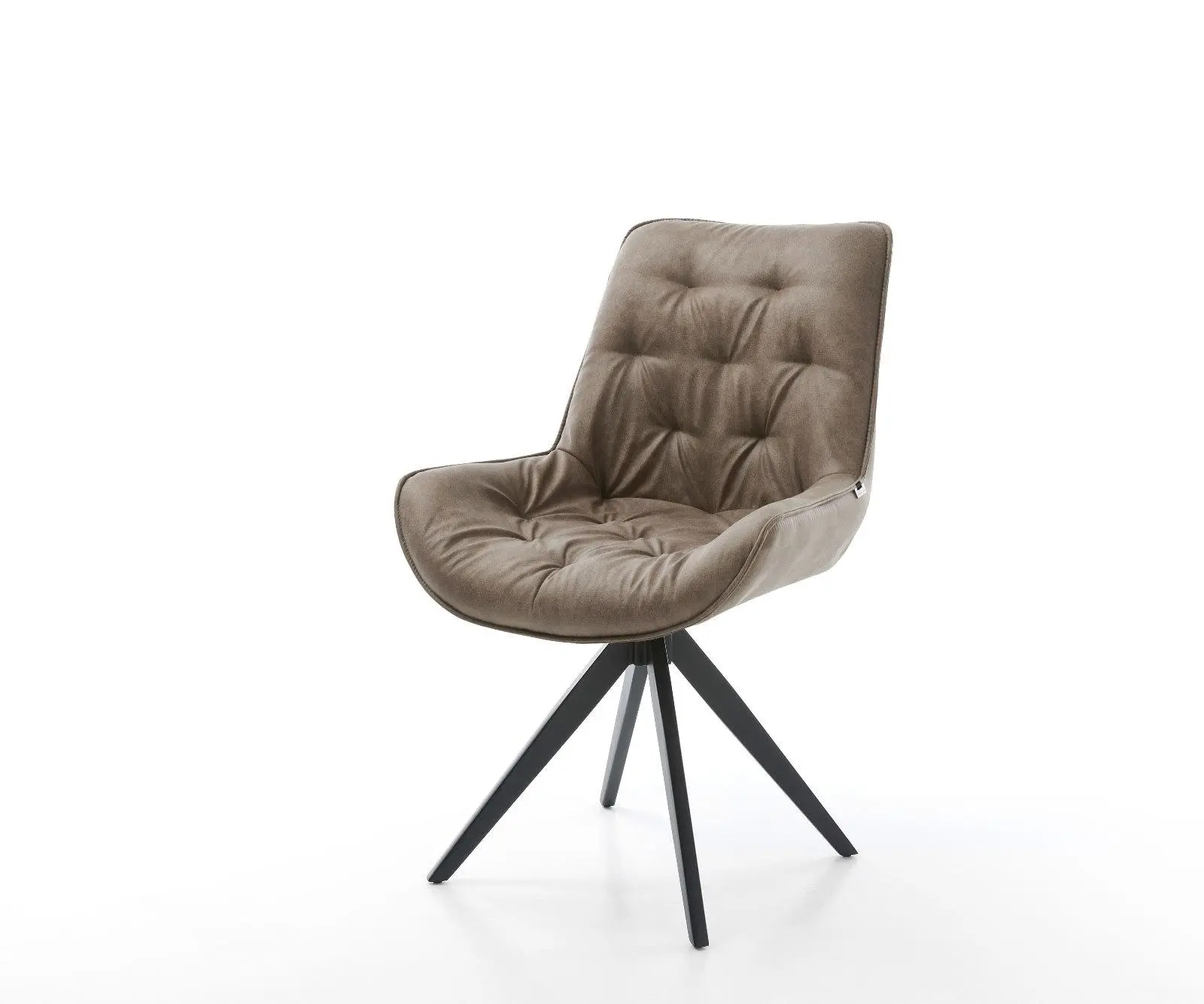 DELIFE Jídelní židle Taimi-Flex mikrovlákno taupe vintage křížová podnož hranatá černá