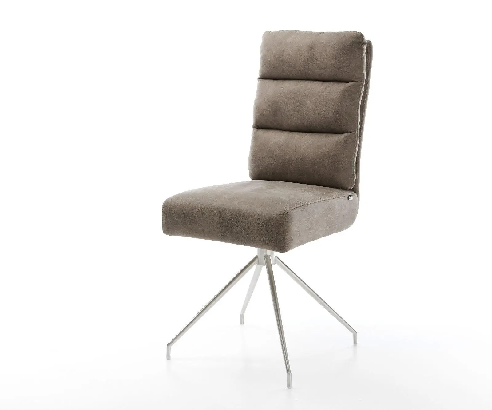 DELIFE Jídelní židle Pela-Flex mikrovlákno taupe vintage křížová podnož zúžená nerezová ocel taštičkové pružiny