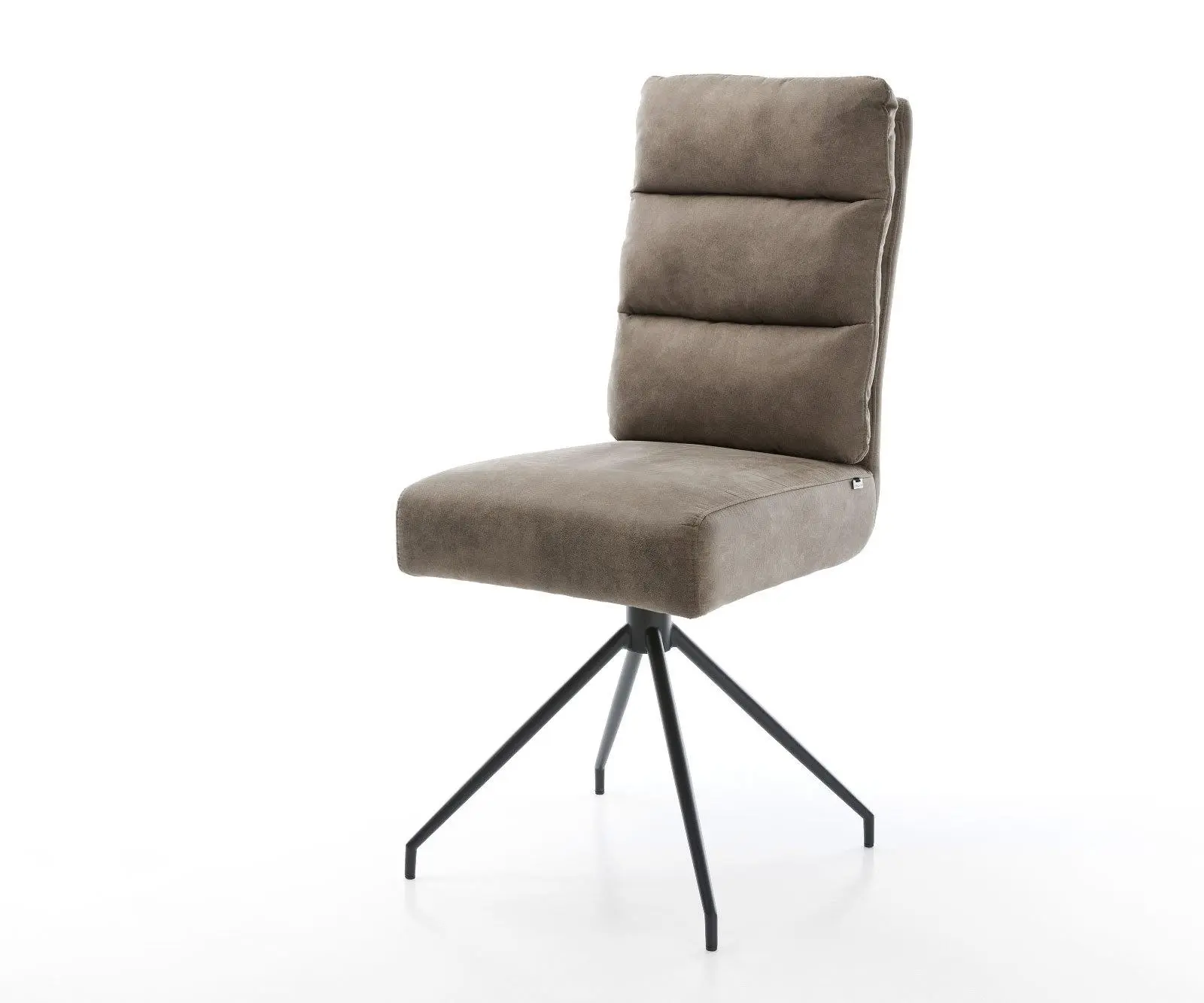 DELIFE Jídelní židle Pela-Flex mikrovlákno taupe vintage křížová podnož zúžená černá taštičkové pružiny