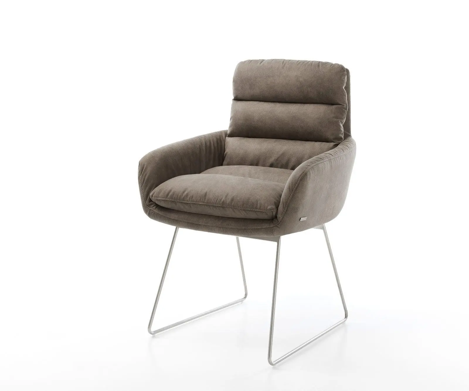 DELIFE Jídelní židle Abelia-Flex s područkami mikrovlákno taupe vintage tenká podnož nerezová ocel