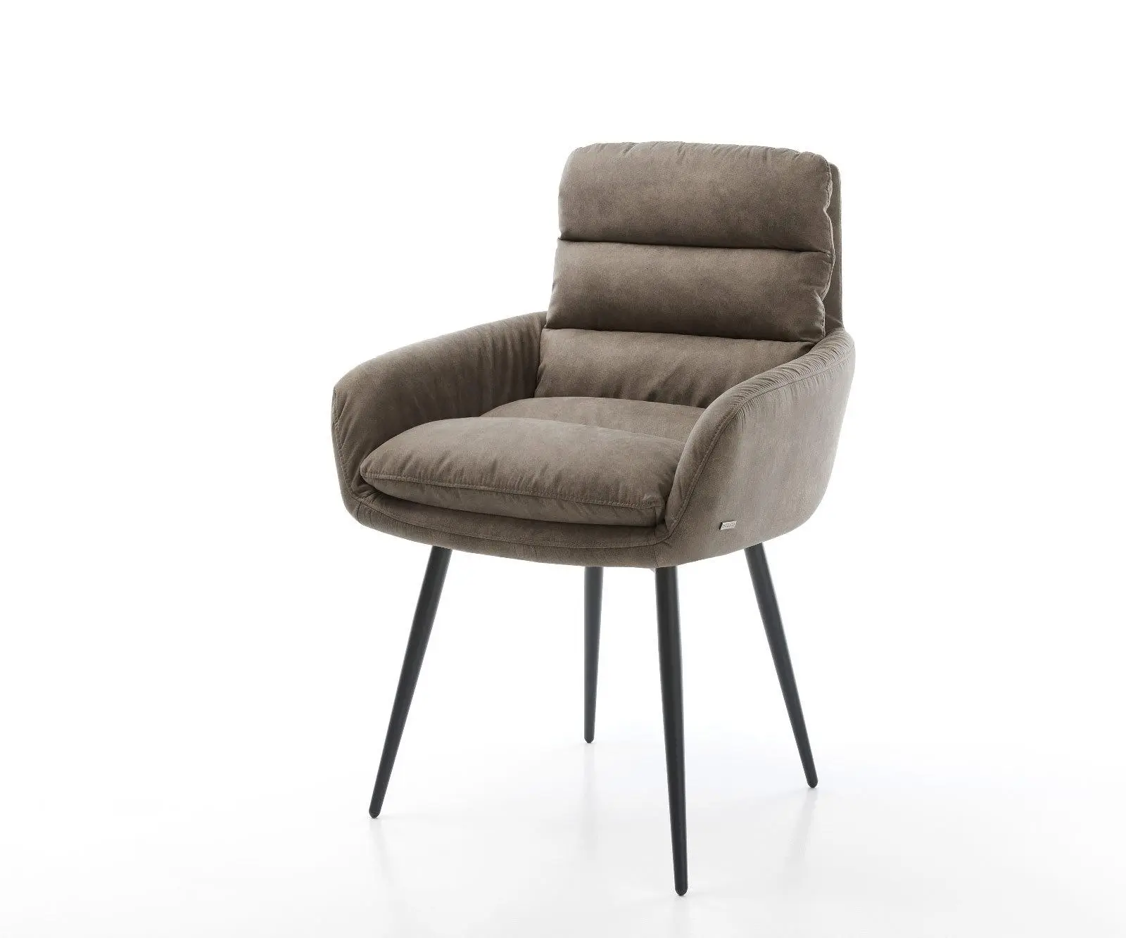DELIFE Jídelní židle Abelia-Flex s područkami mikrovlákno taupe vintage 4-nohá zúžená černá