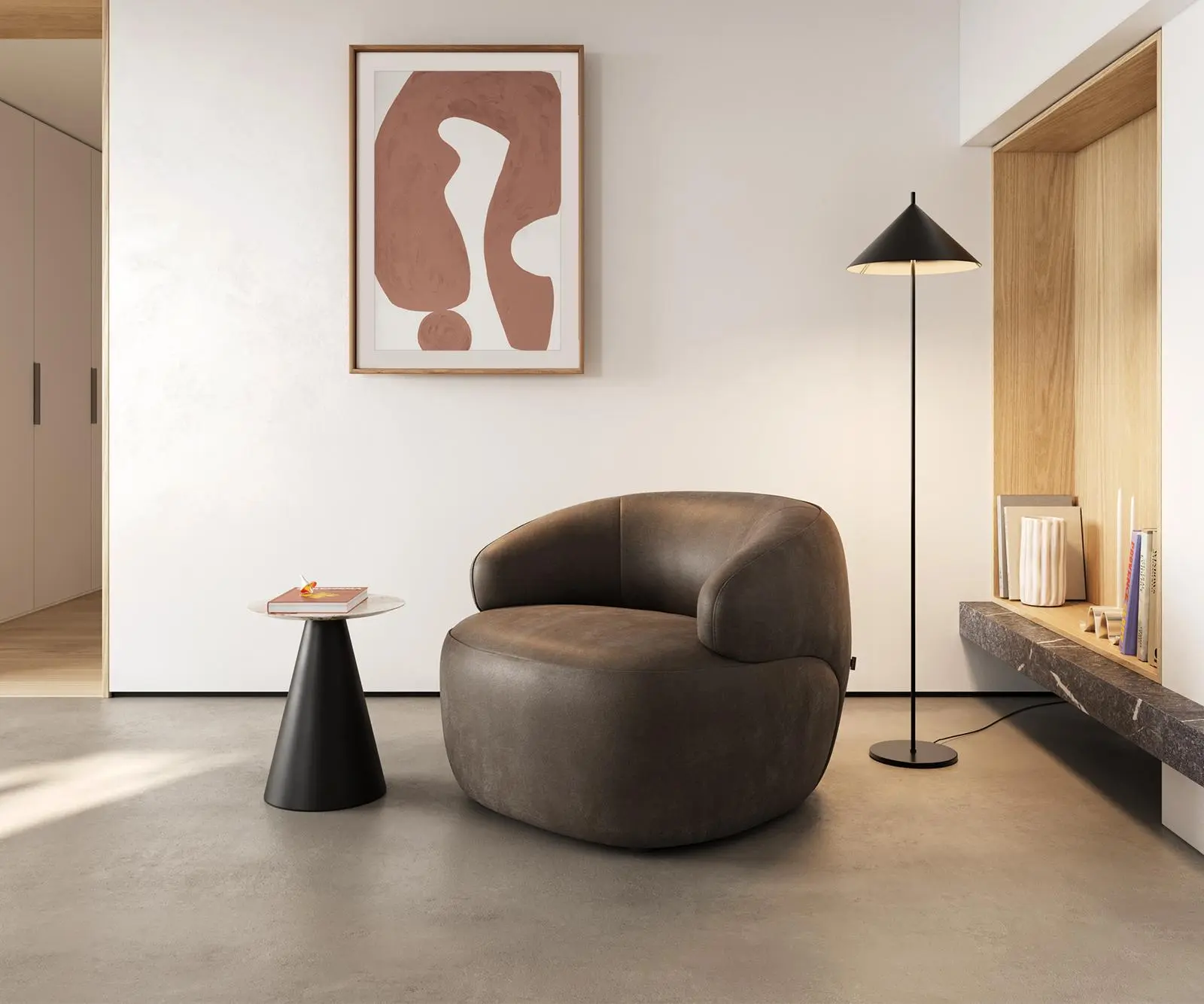 DELIFE Křeslo Nova 88x88 cm mikrovlákno taupe vintage