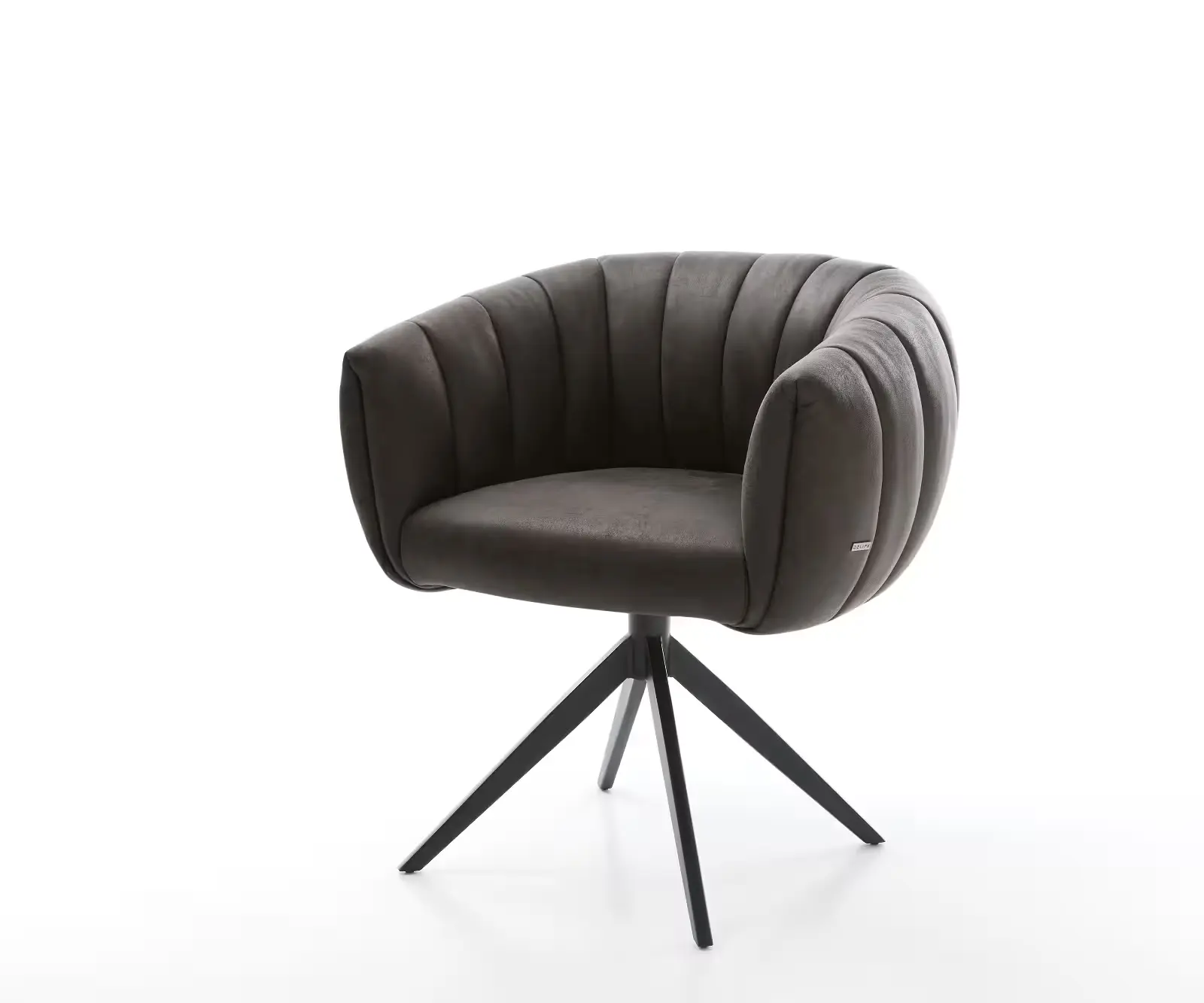 DELIFE Jídelní židle Jada-Flex mikrovlákno antracit vintage křížová podnož široká černá 360° otočná houpací funkce taštičkové pružiny