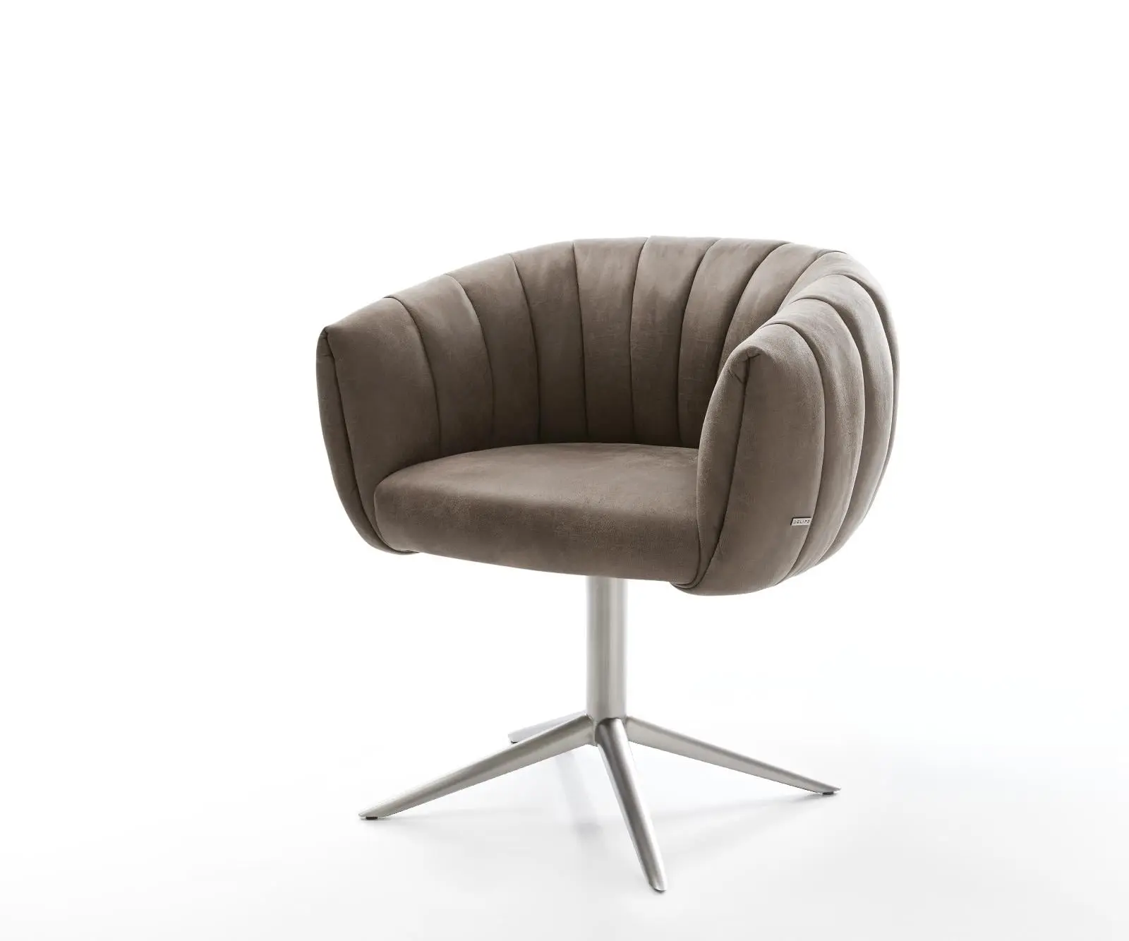 DELIFE Jídelní židle Jada-Flex mikrovlákno taupe vintage křížová podnož nerezová ocel 360° otočný houpací funkce taštičkové pružiny