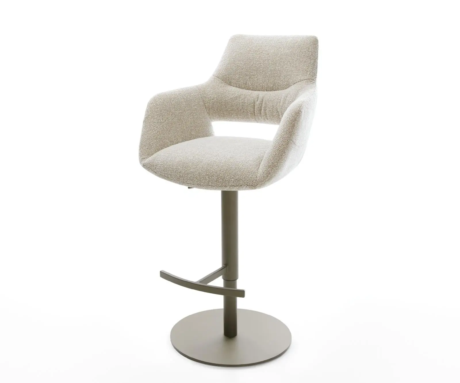DELIFE Barová židle Yago-Flex látka Měkký béžová otočná podnož výškově nastavitelná kov titanová taštičkové pružiny