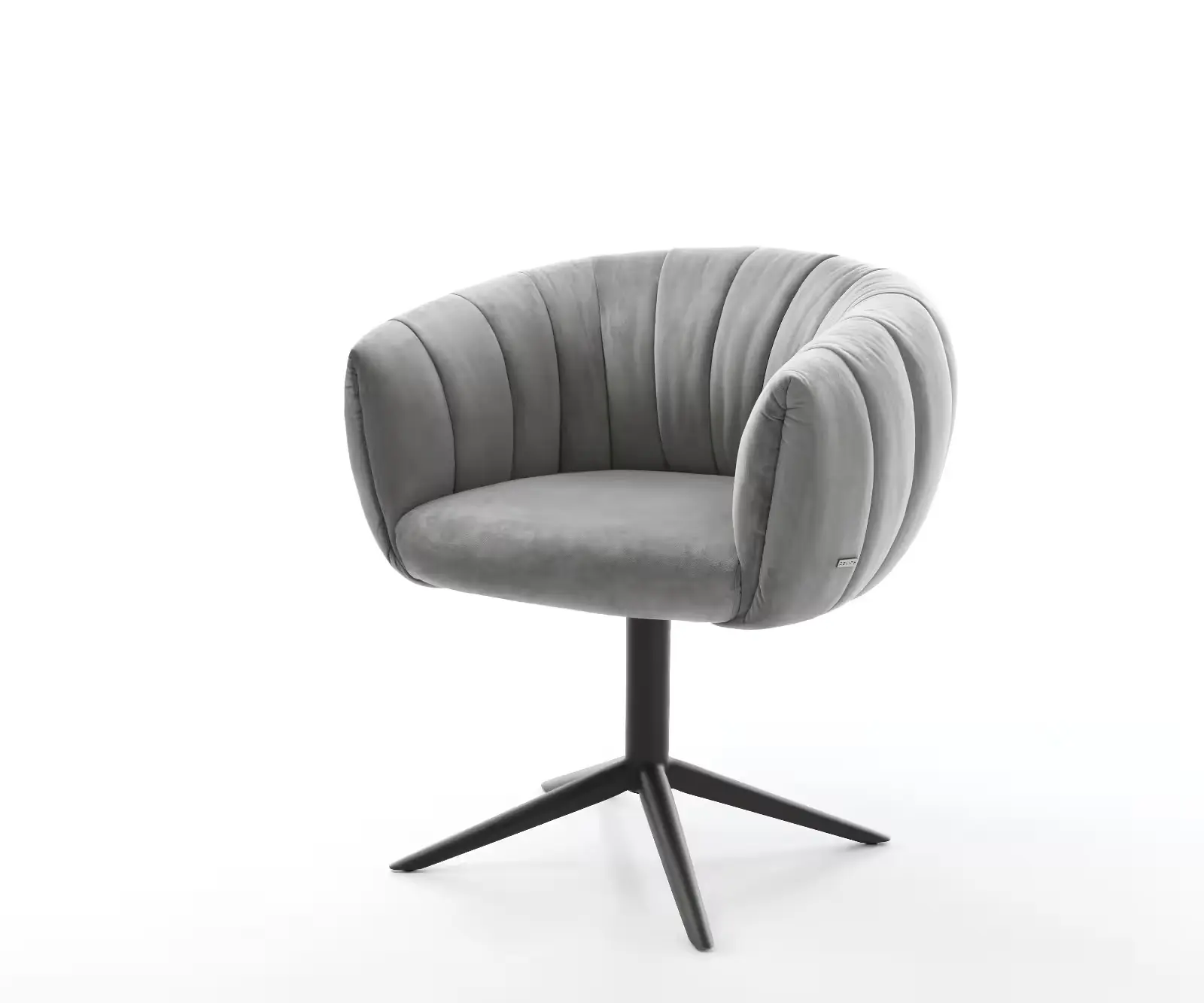 DELIFE Jídelní židle Jada-Flex samet šedá křížová podnož černá 360° otočný houpací funkce taštičkové pružiny