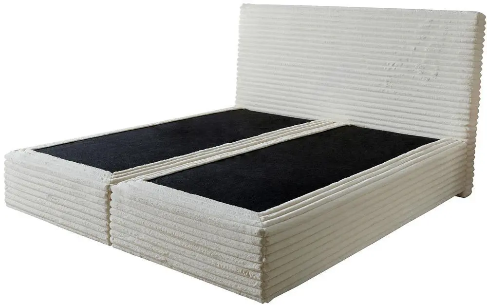 DELIFE Boxspring postel Dream-Well plyšový manšestr béžová 180×200 cm bez nohou