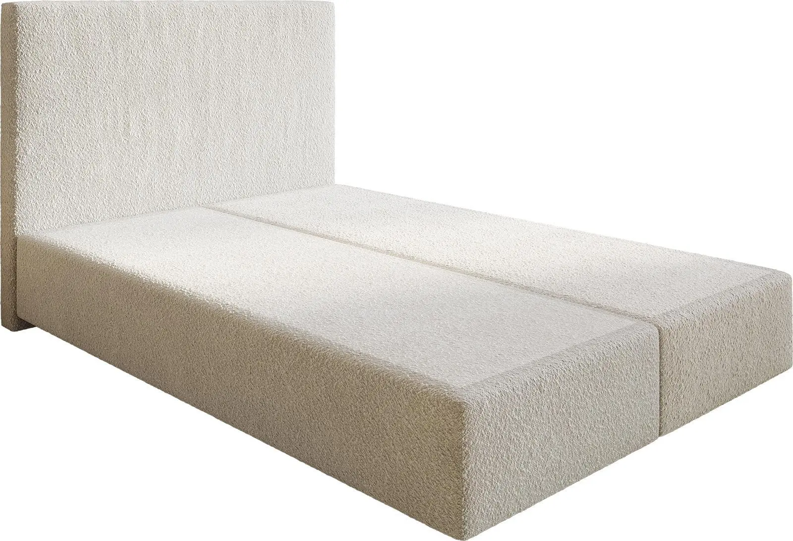 DELIFE Boxspring postel Dream-Well 140×200 cm bouclé krémová bílá bez nohou