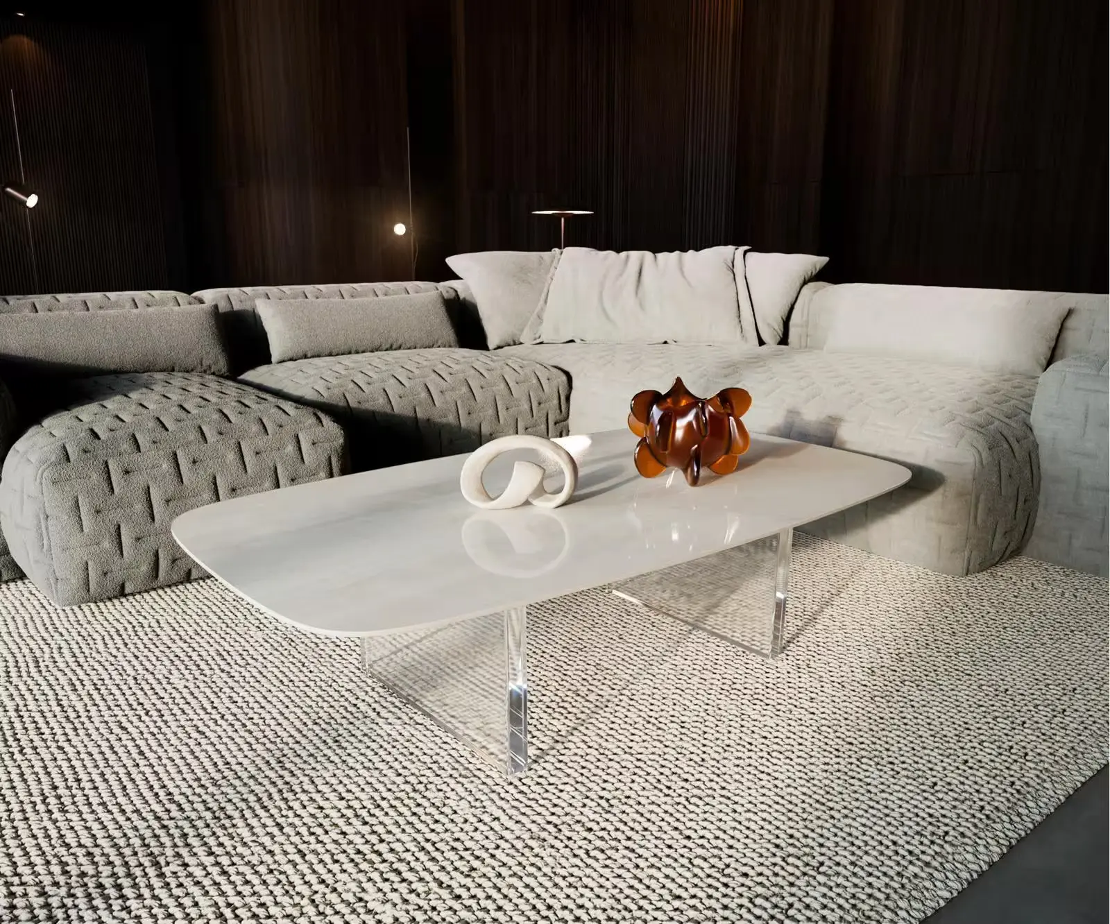 DELIFE Konferenční stolek Edge oválný tvar 140×80 cm keramika onyx champagne Lumia akryl