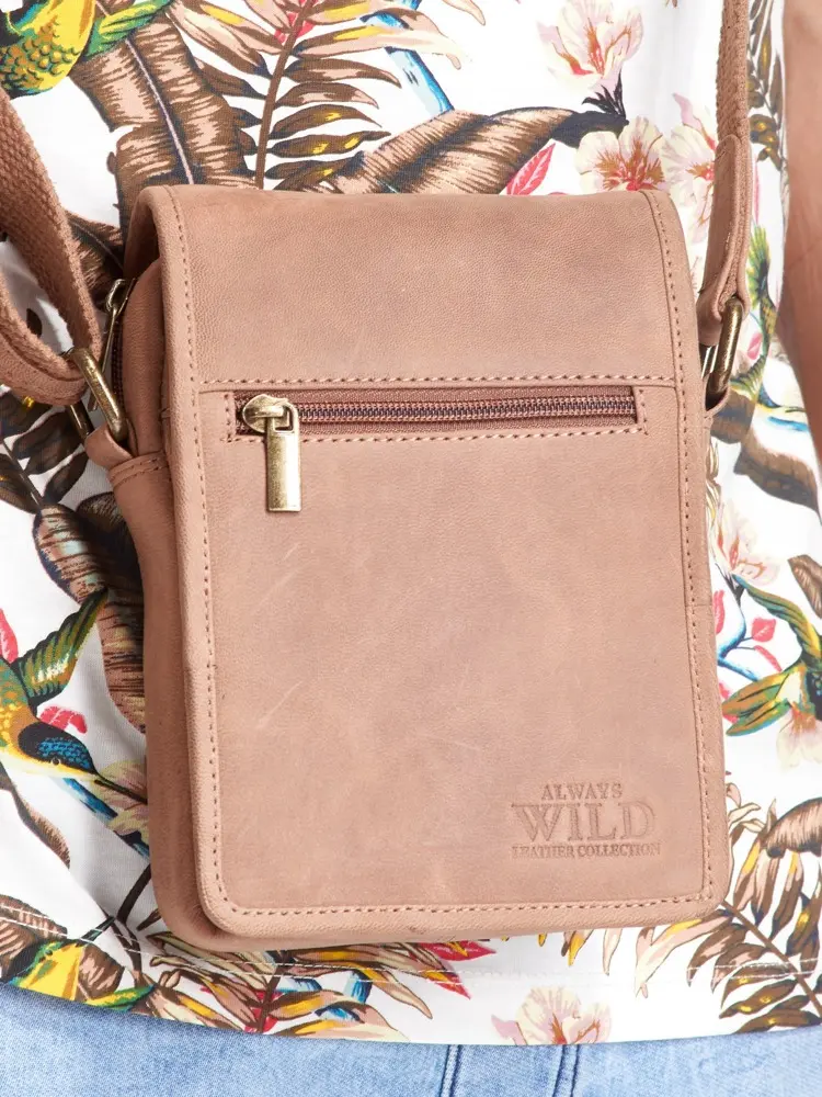 Pánská kožená crossbody taška Salvar, světle hnědá