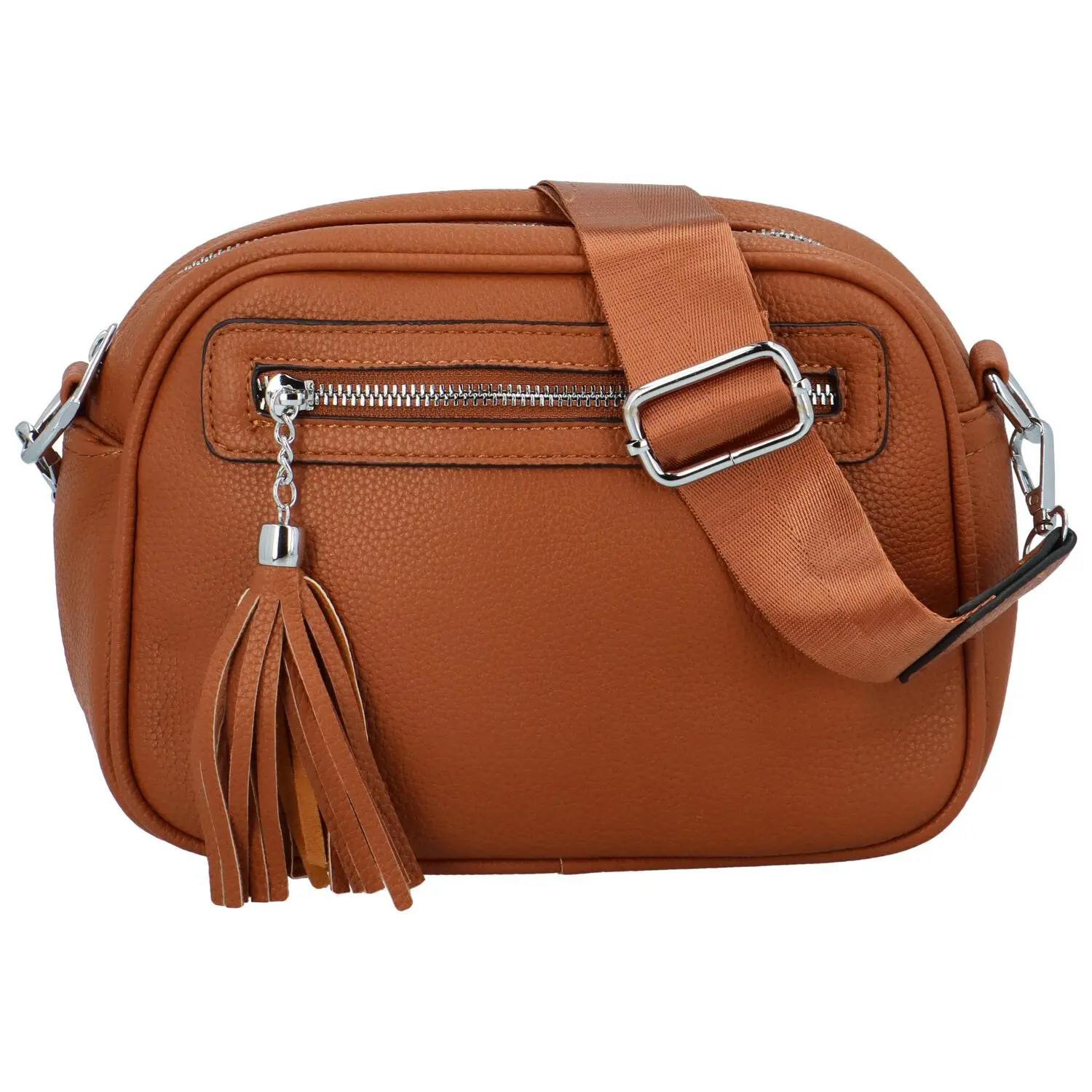 Trendy dámská koženková crossbody kabelka Herbiana, hnědá