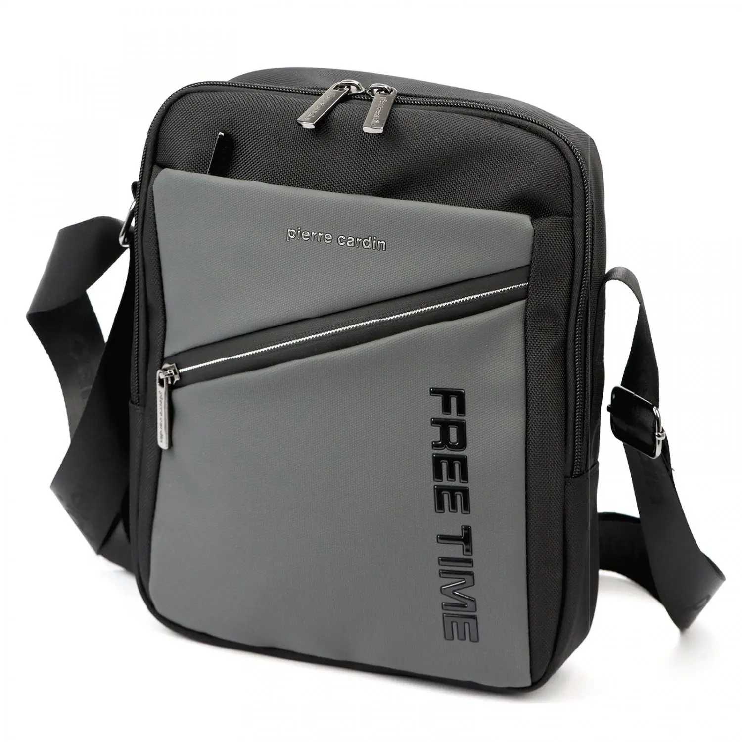 Trendy pánská textilní crossbody taška Pierre Cardin Leroy, šedá