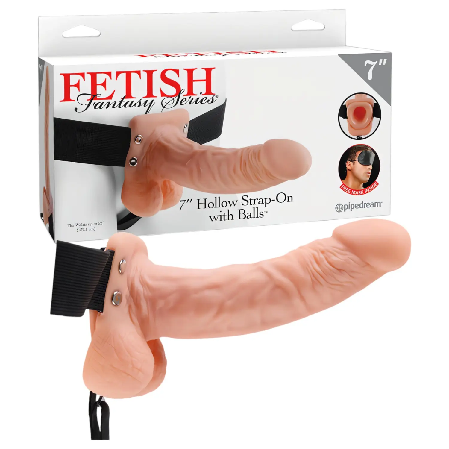 Dutý připínací penis Hollow Strap-On With Balls 7"