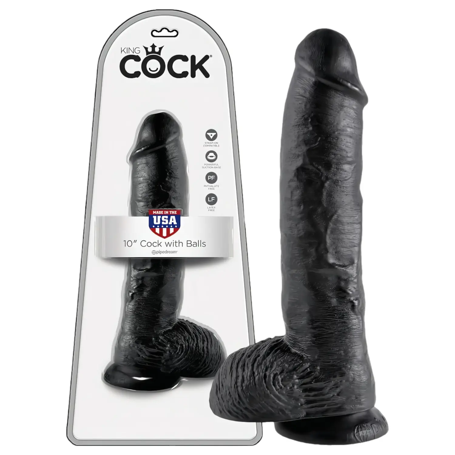 King Cock - realistický dildo s varlaty - 25 cm - černý