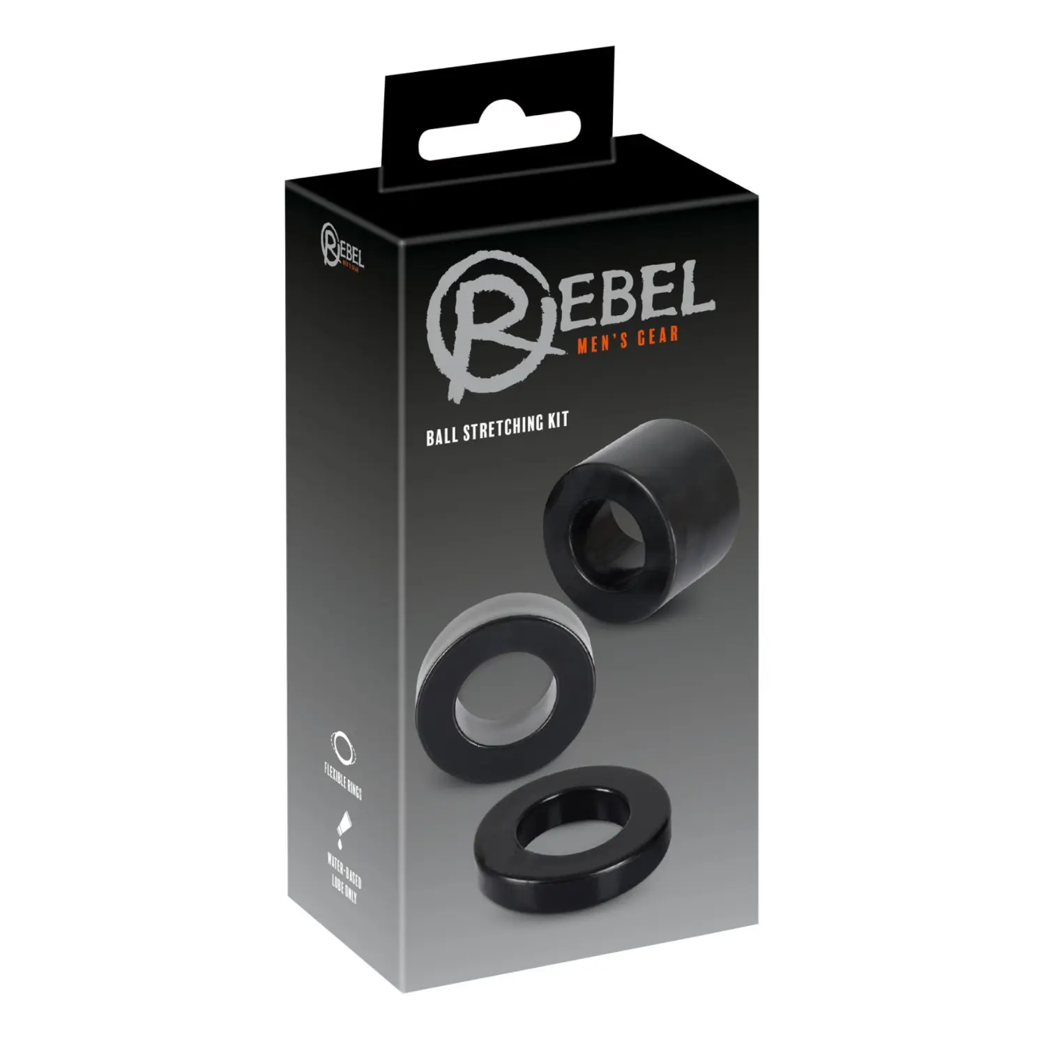 Rebel Ball - erekční kroužek na penis a varlata - sada - černý