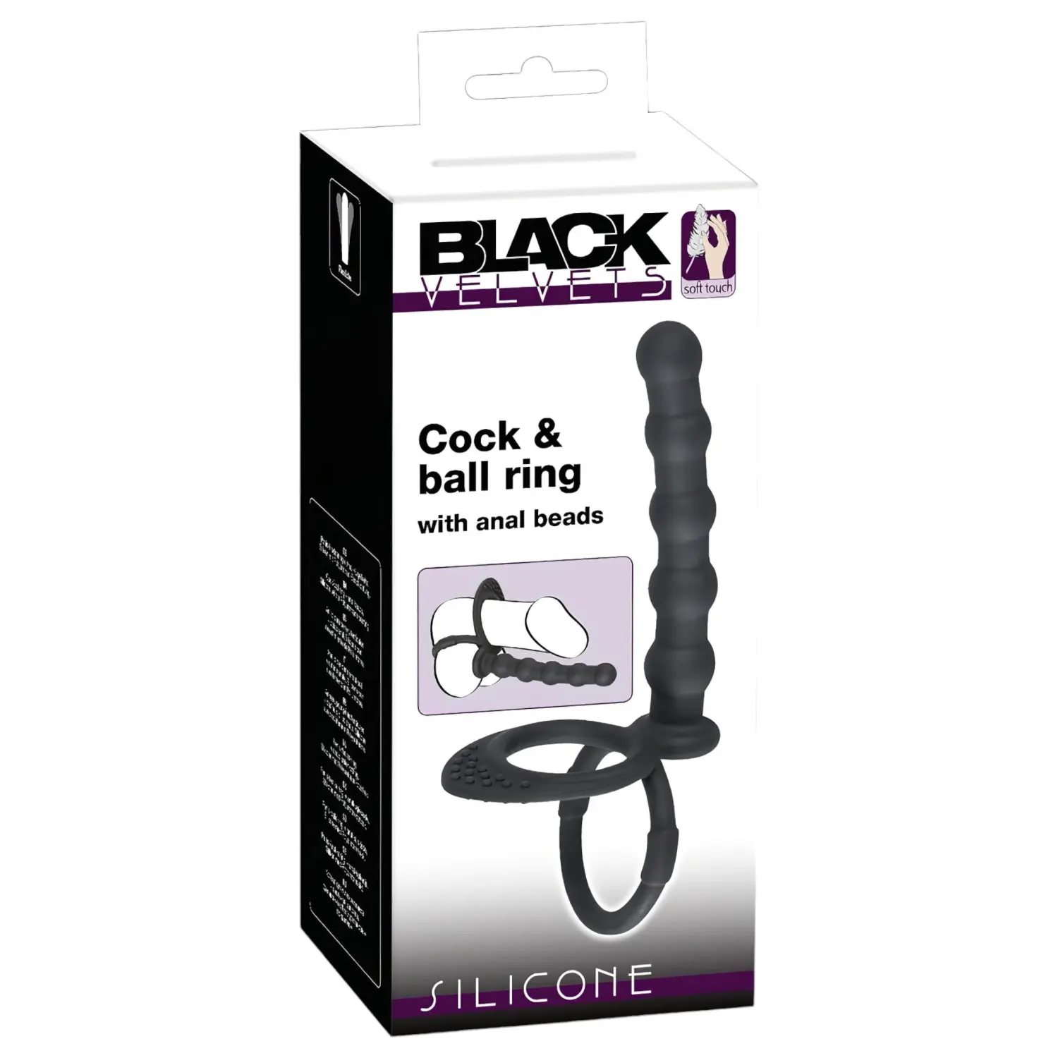 Black Velvets - erekční a penisový kroužek s análním dildem - černý
