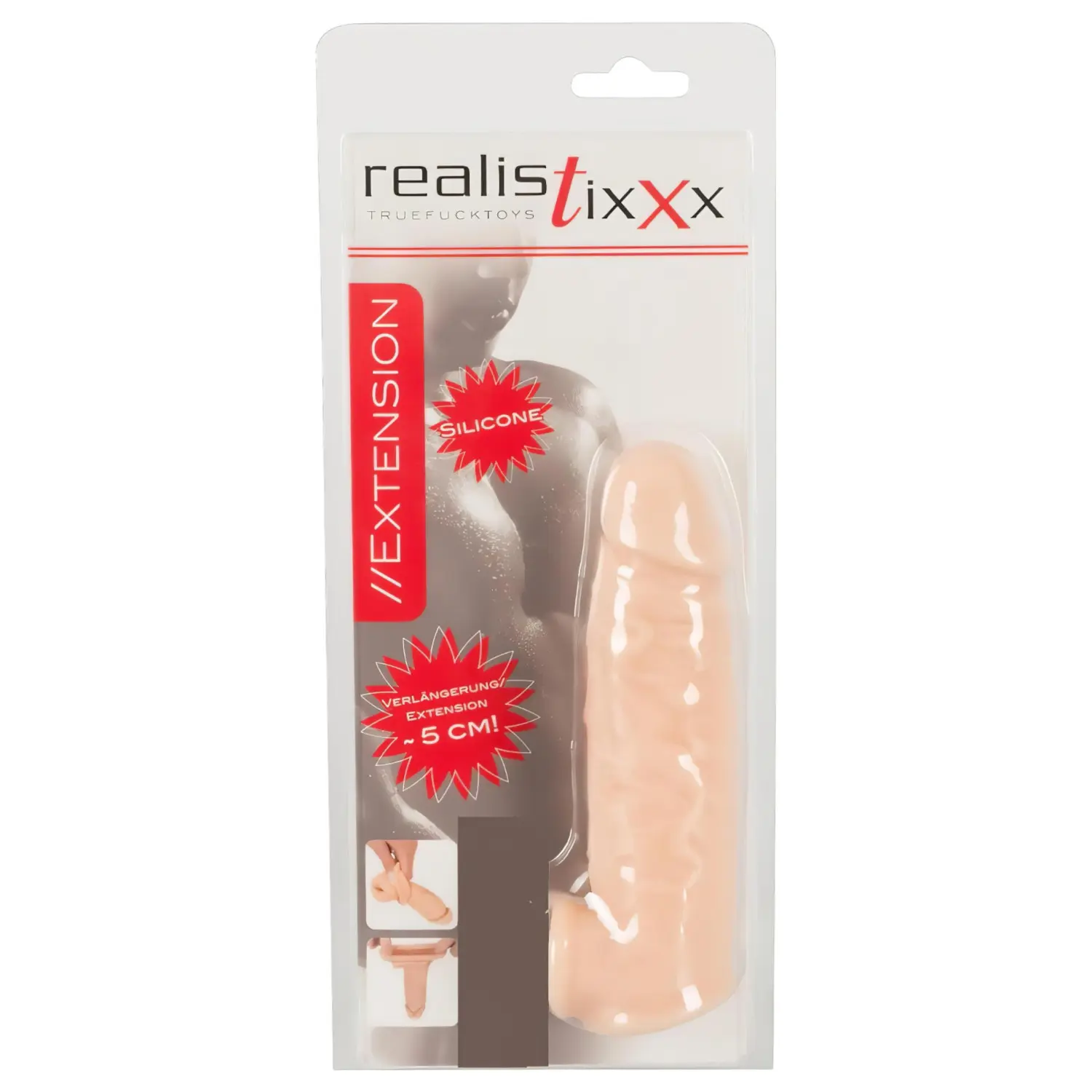 Realistixxx - návlek na penis s erekčním kroužkem - 16 cm - tělová
