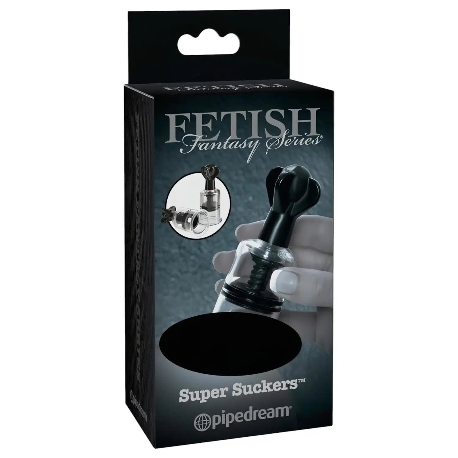 Pipedream Fetish Super Suckers - pumpička na bradavky (černá‑průhledná)