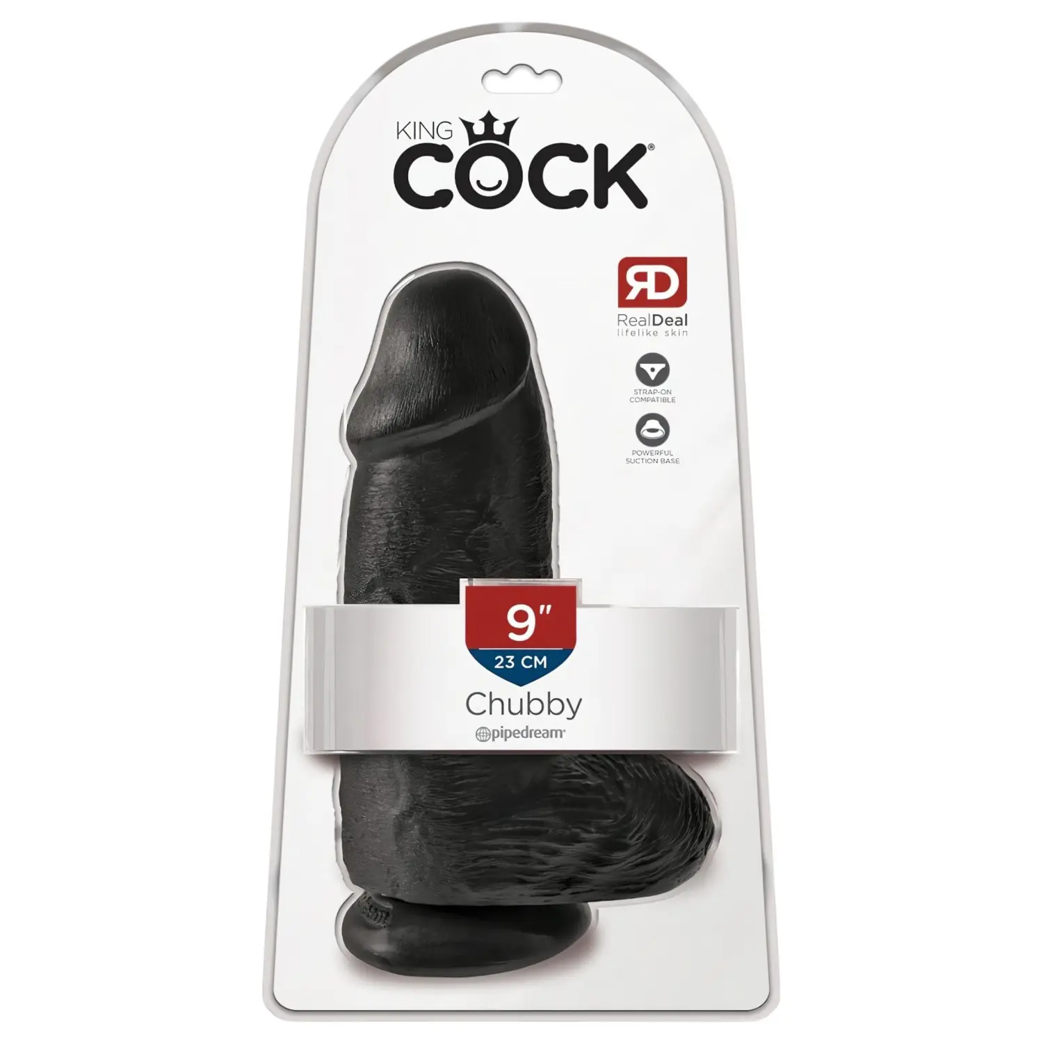 King Cock 9 Chubby - dildo s přísavkou a varlaty - černý 23 cm