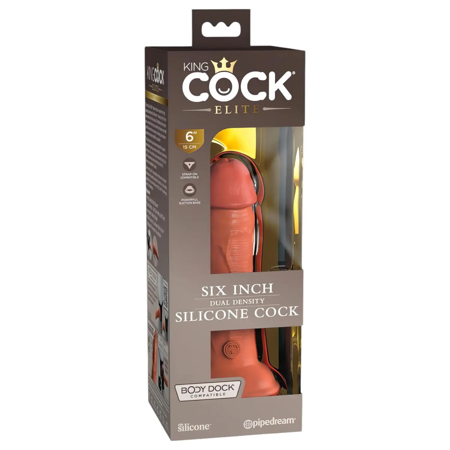 King Cock Elite 6 - realistické dildo s přísavkou - tmavé - 15 cm