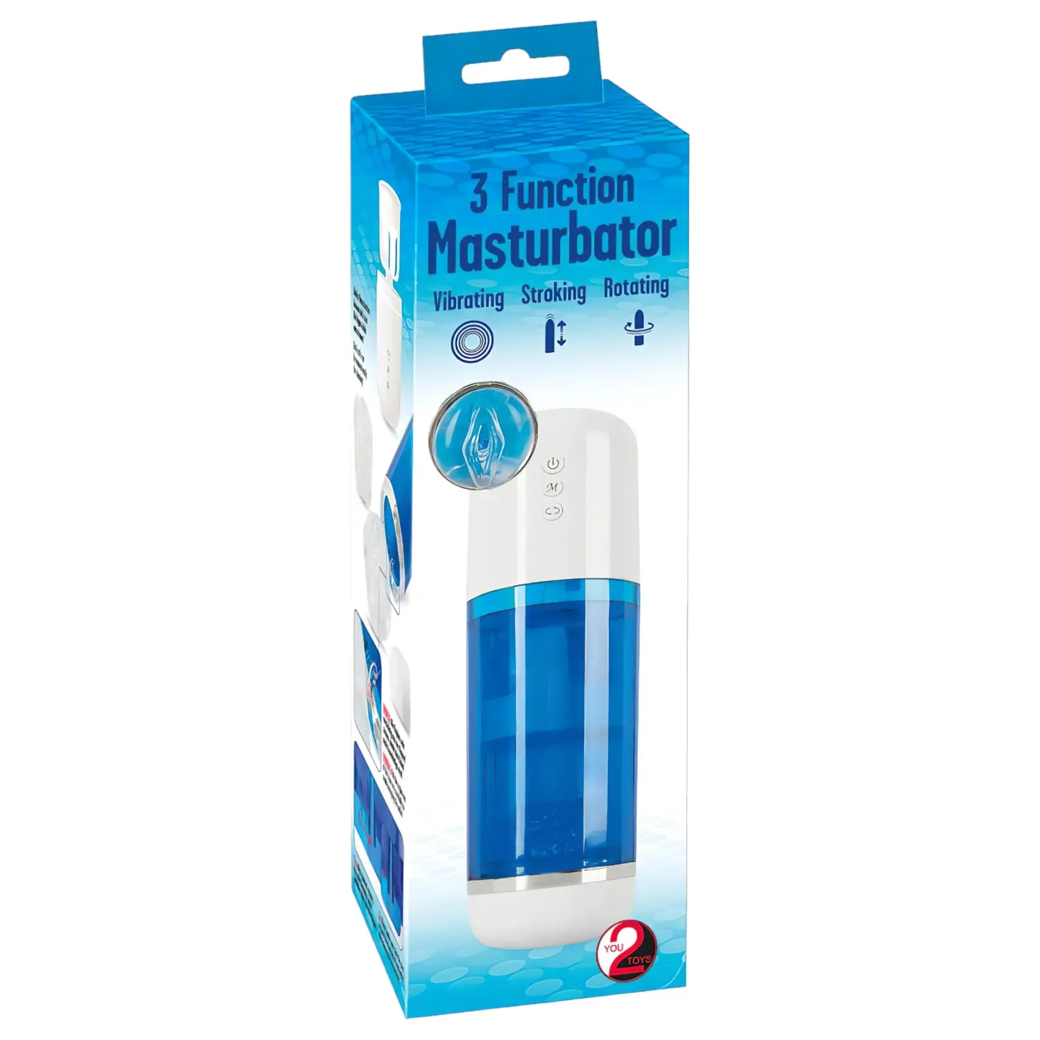 You2Toys - akumulátorový, rotačně-pohybový masturbátor (modro-bílý)