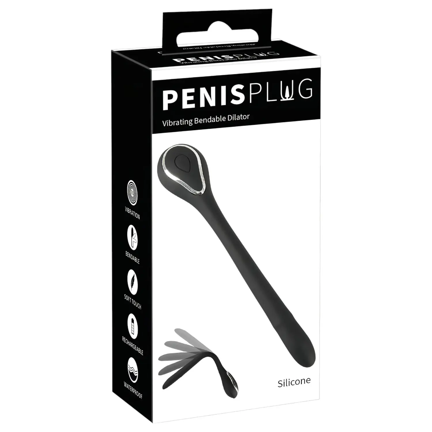 Penis Plug Dilator - akumulátorový, vibrační dilatátor (1 cm, černý)