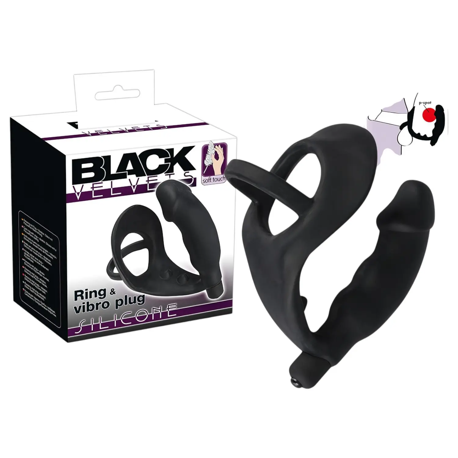 Black Velvets - anální vibrátor s erekčním kroužkem - černý