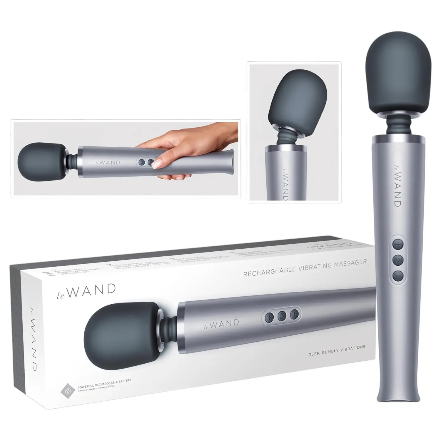 le Wand - masážní vibrátor na akumulátor - stříbrný