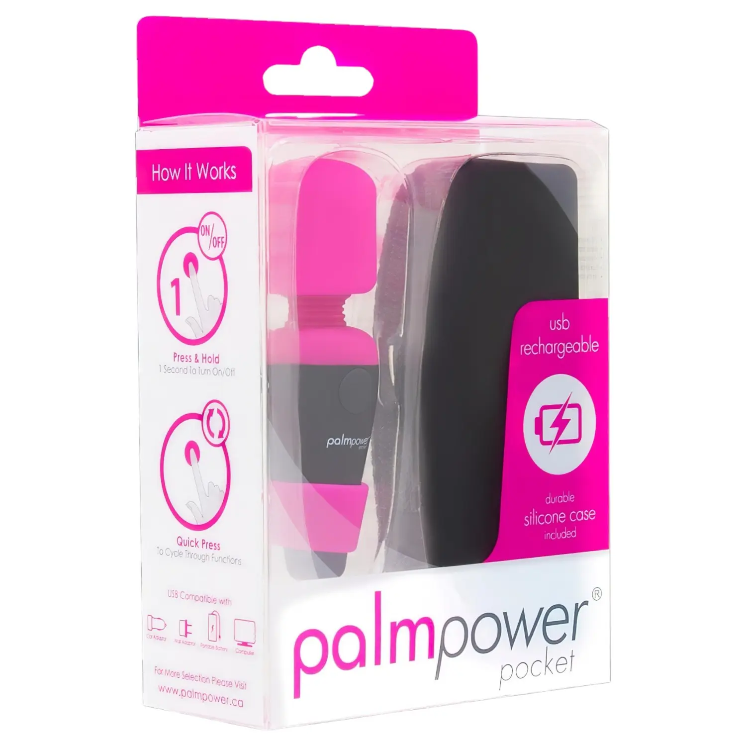 PalmPower - mini masážní vibrátor - kapesní, růžovo-černý
