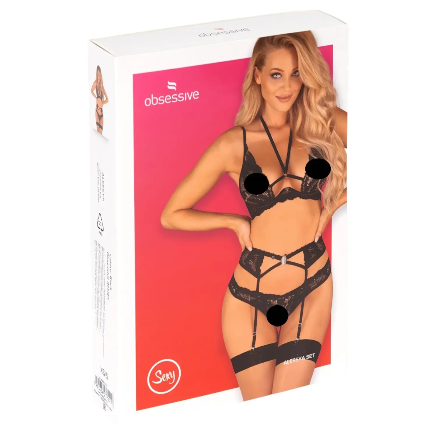 Komplet Obsessive Alessya set - výprodej Barva: Černá, Velikost: M/L