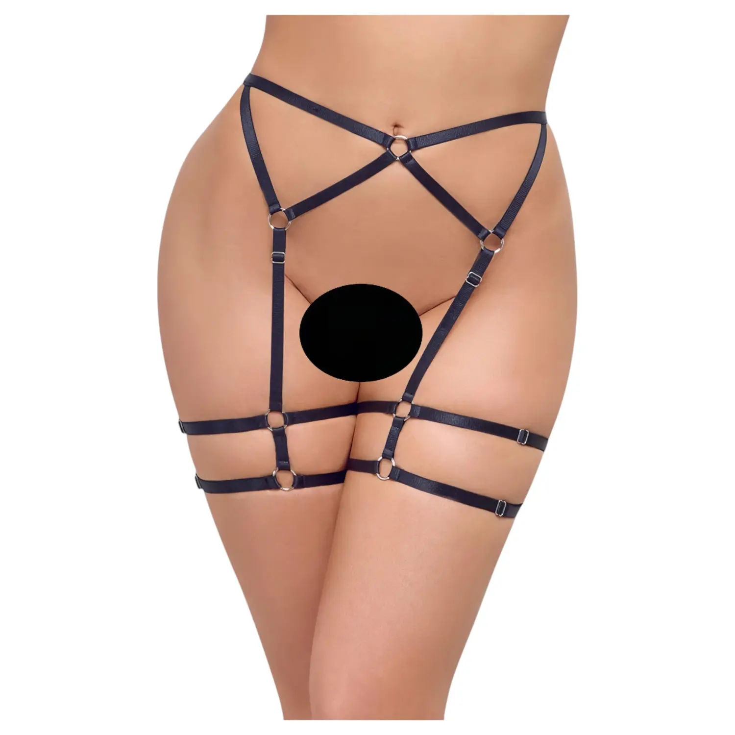 Cottelli - tanga - tenký střih - černá - L/XL