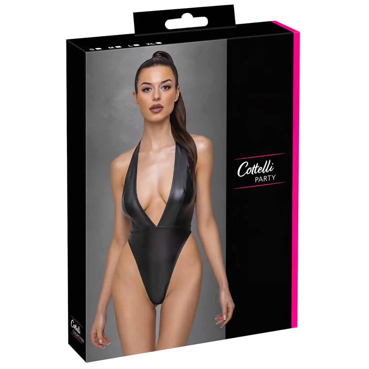 Cottelli Party - lesklé body s obojkem - černé