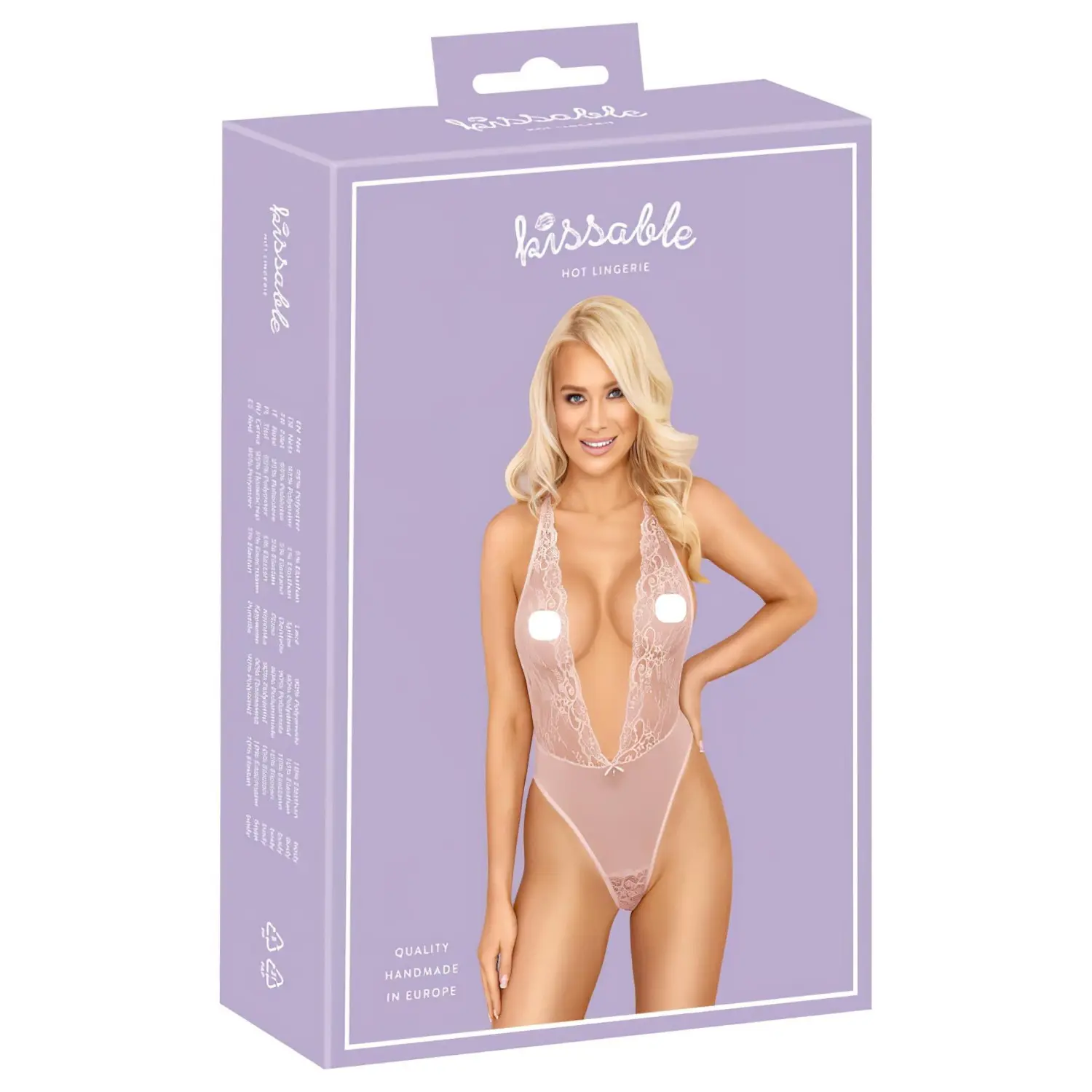 Kissable - krajkový body - růžová - L/XL