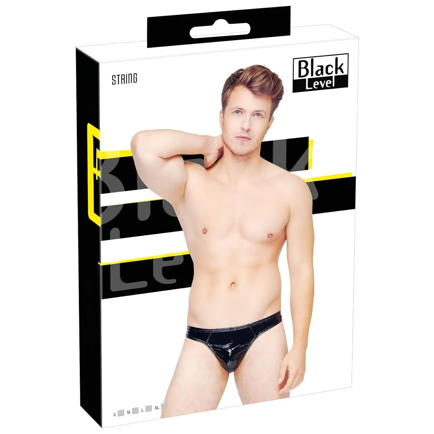 Black Level - pánská tanga - klasická - lesklý lak - černá