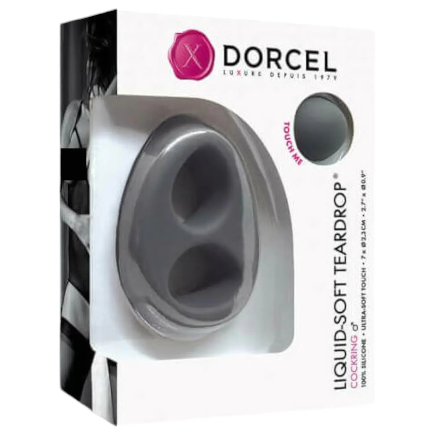 Dorcel - erekční kroužek - tekutě měkký kapkovitý tvar - silikon šedý