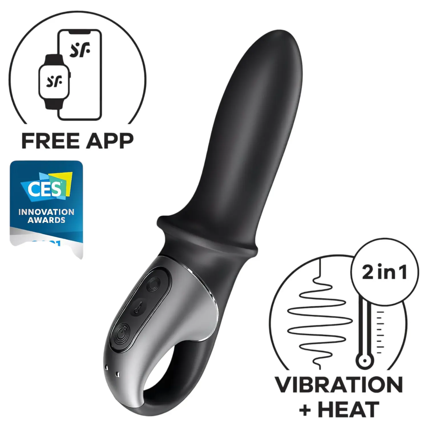 Satisfyer Hot Passion - Anální vibrátor s ohříváním ovládaný aplikací (černý)