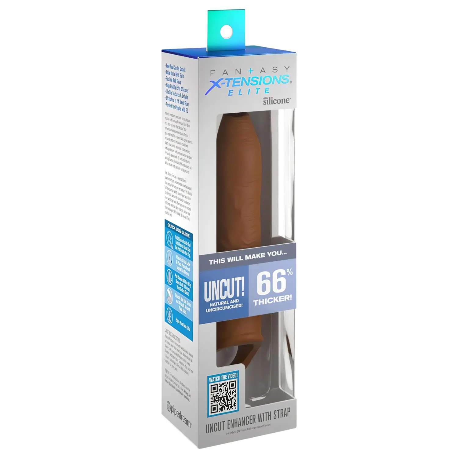 Pipedream - X-TENSION Elite - návlek na penis s otevřeným koncem (tmavě tělový)