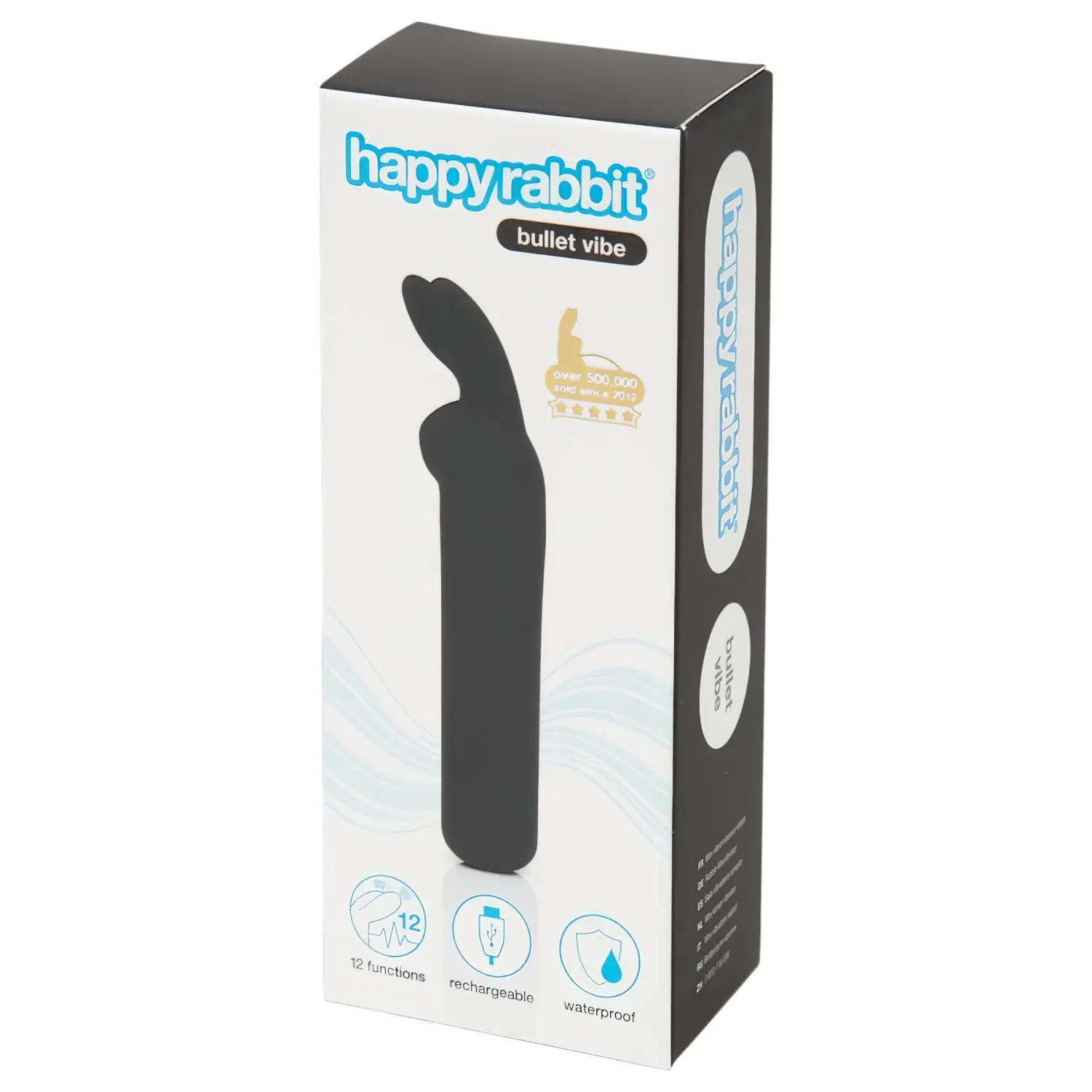 Happyrabbit - mini vibrátor do kalhotek - dobíjecí, s oušky - černý