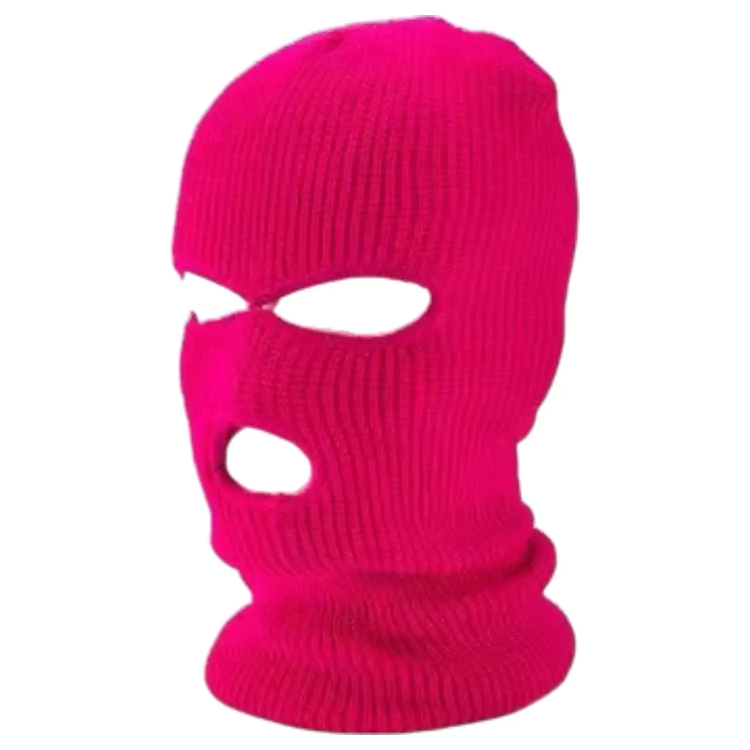Balaklava - pletená kukla se 3 otvory (tmavě růžová)