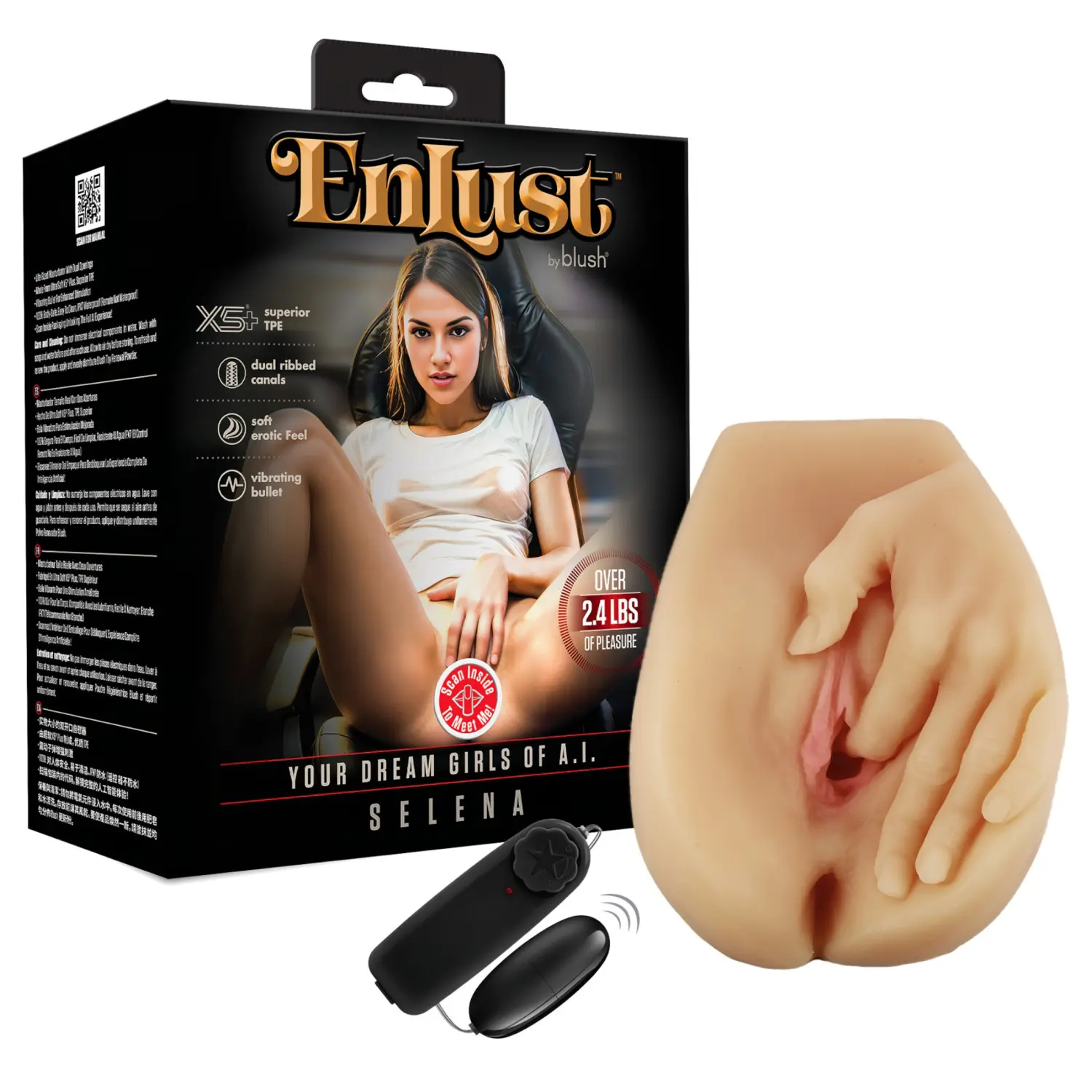 Enlust Selena - vibrační umělá vagína s AI obrázky (přírodní)
