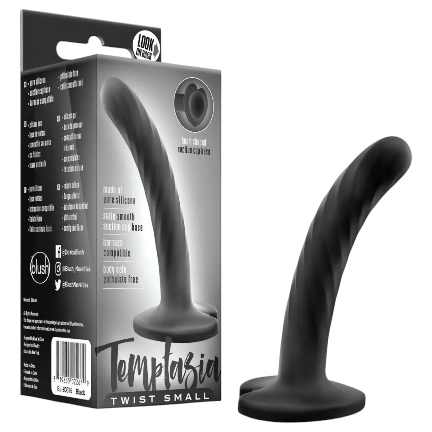 Temptasia Twist Small - přísavkový, zkroucený dildo (černý)