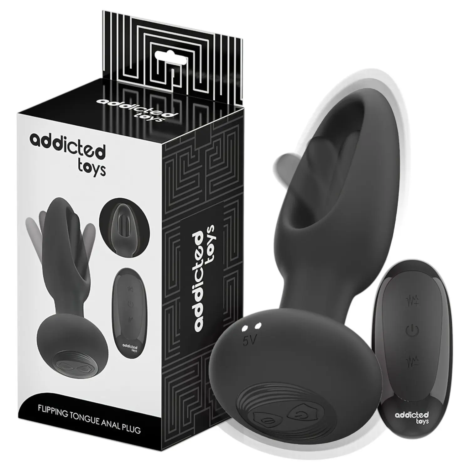 Addicted Toys - anální vibrátor s pohyblivým jazýčkem - černý