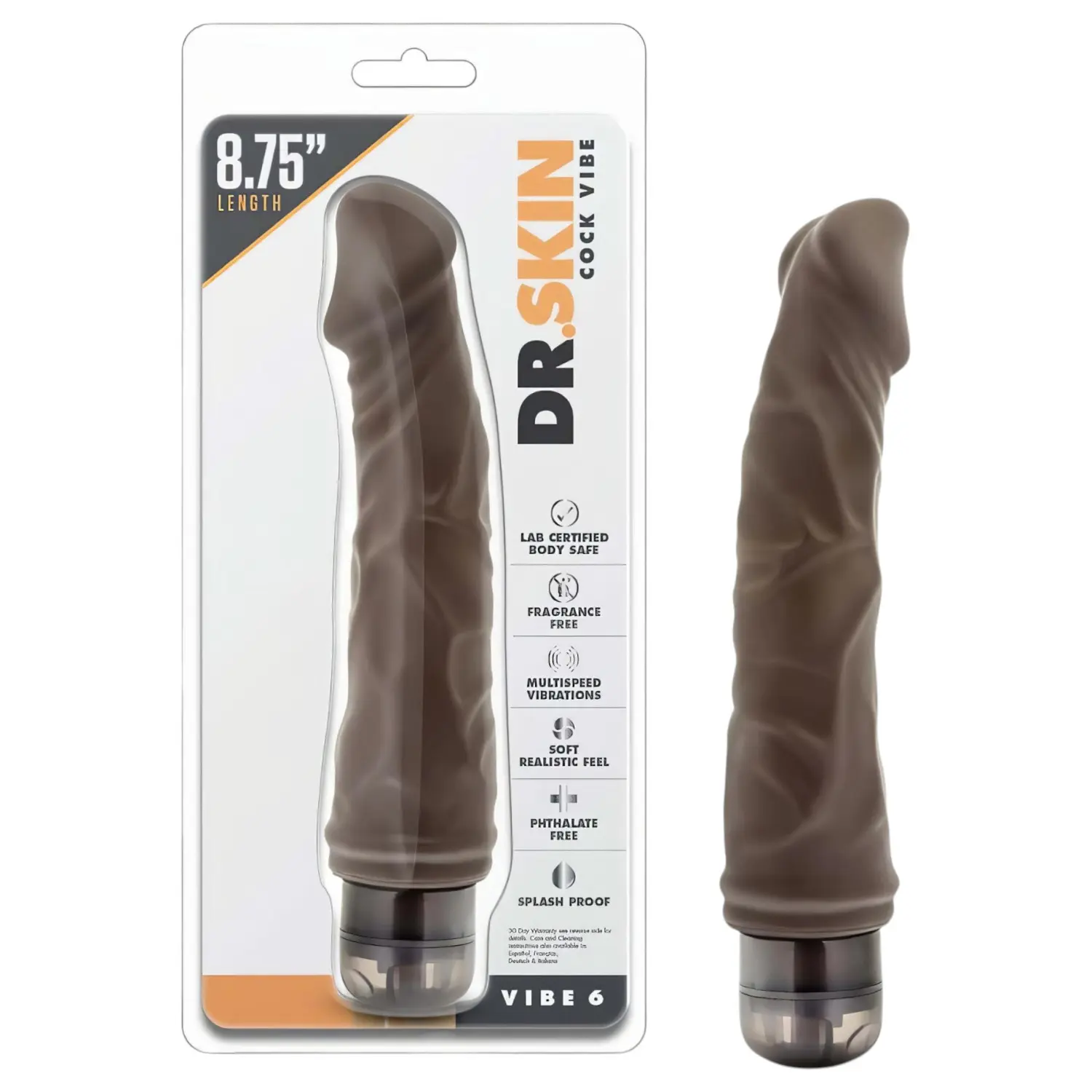 Dr. Skin Vibe No.6. - realistický vibrátor - hnědý