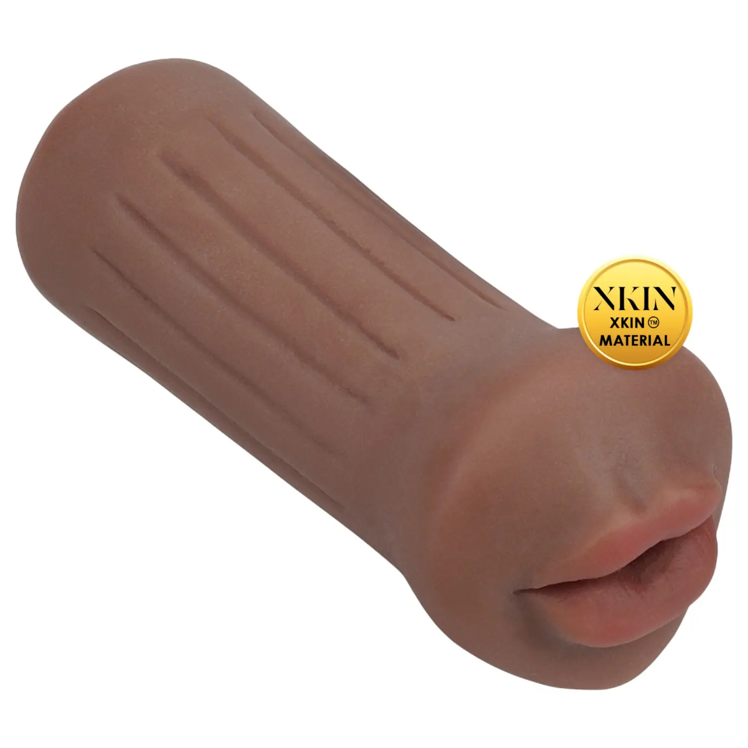 XKIN - umělá ústa masturbátor - S (tmavě přírodní)
